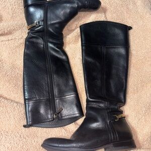 Tory Burch - Jess Black Leather Riding Boots